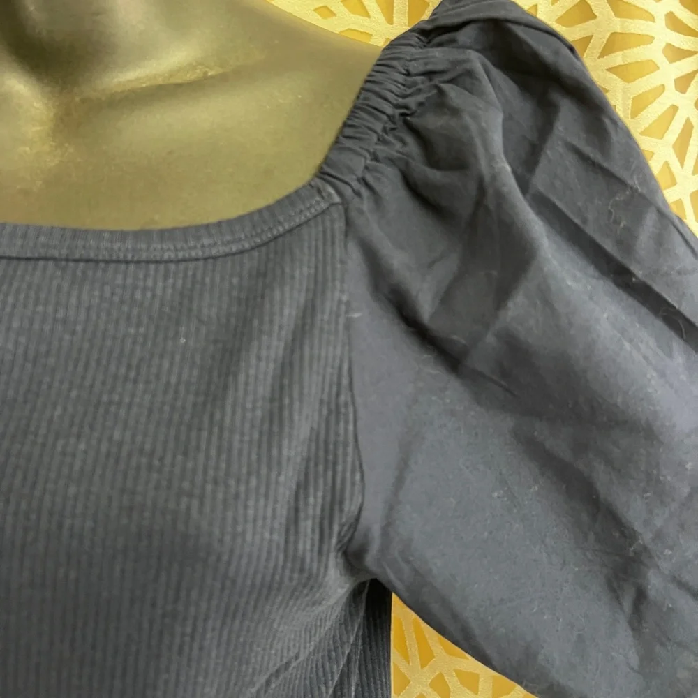 J. Crew Vintage Dark Blue Puff Sleeve Blouse